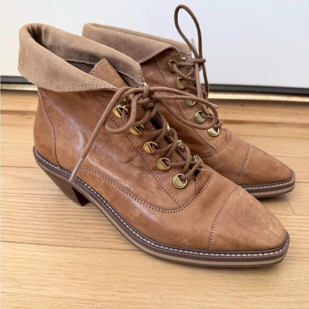 Kelsie‎ Dagger Anthropologie Brooklyn Cortez Ankle Boots Tan Camel Brown Size 6